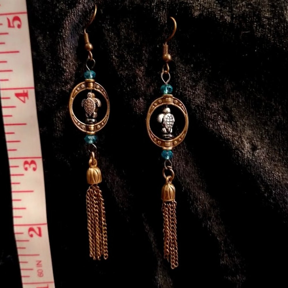 Twirling Turtle Dangle Earrings